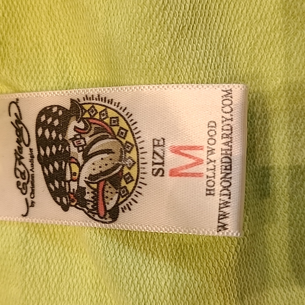 Ed Hardy light lime cotton sweatshirt with gorgeous embellishments Size M - Picture 13 of 16